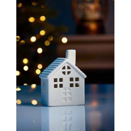 LED figure "House with a round window" 7.7x5.7x10.2 cm, 1 LED, LR44x3 (in the computer), T/white 10502-1