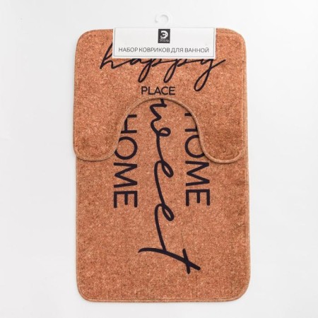 A set of bathroom rugs Ethel "Home" 2 pcs, 80x50 cm, 50x40 cm, velor-4