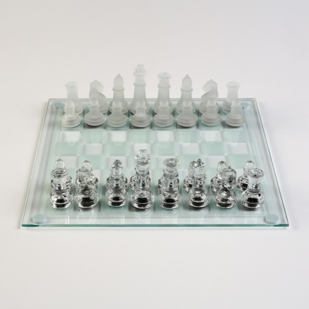 Glass chess, King 6 x 2 cm, paw 3 x 2 cm, board 24 x 24 cm-1