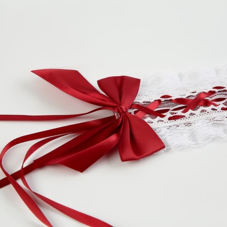 Carnival bandage "Lolita", red color with white braid-4