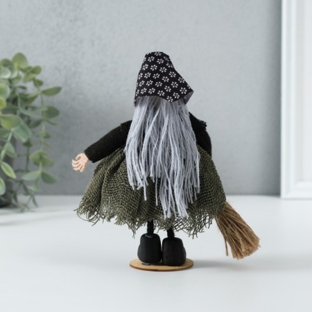 Interior doll "Baba Yaga with a broom" 5x8x17.5 cm-3