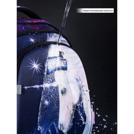 School backpack, 37 x 30 x 16 cm, ergonomic back, Skyname R2, + keychain bear, purple R2-199-3