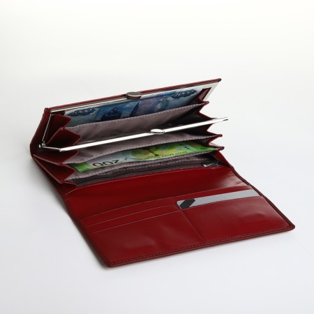 Women's wallet on a magnet, burgundy color-3