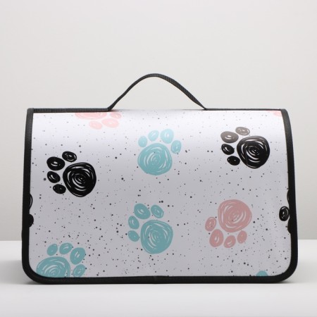 Bag - Frame Animal Carriage, 45 x 25 x 30 cm white with paws-1