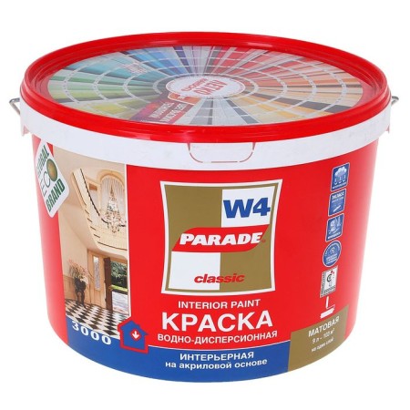Acrylic interior paint Parade W4, base C, colorless, 9l