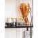 Decorative glass candlestick, 10.5 × 10.5 × 10.2 cm, blue color with golden spray