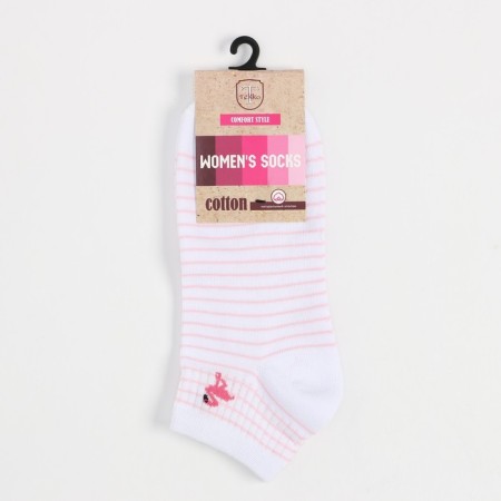 Women's socks shortened "flamingo", white/pink color, size 23-25-4