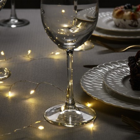 Garland "Mishura" 1 m dew, IP20, silver thread, 20 LED, glow warm white, CR2032x2-1
