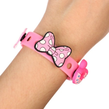Silicone Bracelet with replaceable jibitsami, 3 Jibits included, Minnie Mouse-2