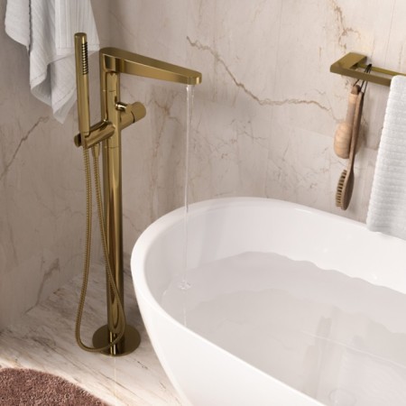 Wasserkraft Sauer 7121 bath mixer, floor, shower, brass, gold-2