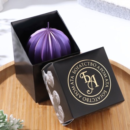 Figure candle "Faced ball", 6.5x6.5 cm, purple, in the box-2
