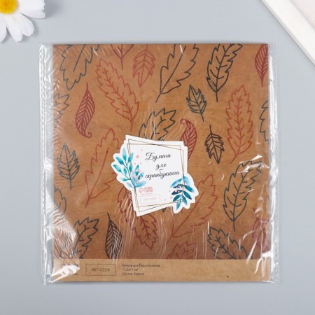Scrapbooking Kraft "Leaves" density 180 g 15.5x17 cm-3
