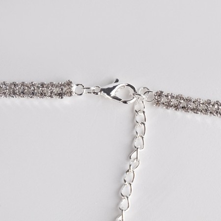 Set 2 objects: earrings, pendant "Elegance" brushes, white color in silver, 50 cm-3
