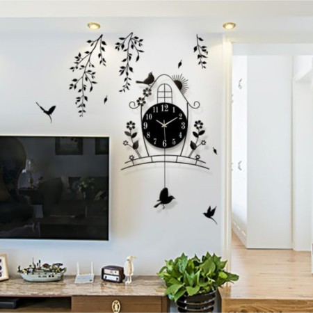 Wall clock, series: pendulum, "house", smooth move, 46 x 72 cm-1