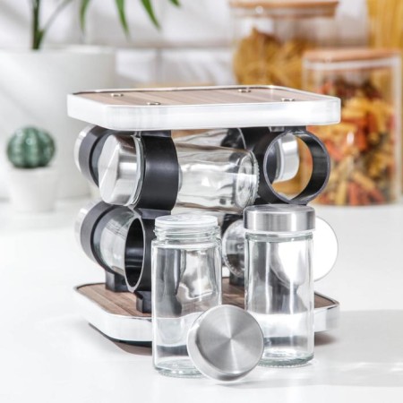 Set for glass spices on the stand "Modern", 17.5 × 8 × 18 cm, 90 ml, 4 × 9.5 cm, 8 pcs-1