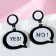 Acryl Earrings "Dialog Window" Yes! No!, Black and white color