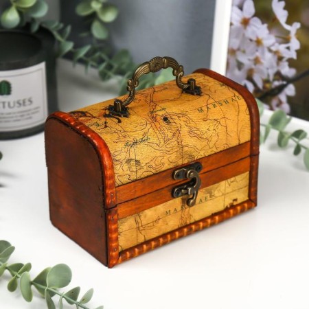 Casket wood chest "Wanderer map" 10.5x15x9 cm-5