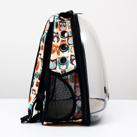 Backpack for carrying animals "Owl Muzzles", transparent, 31 x 28 x 42 cm-1