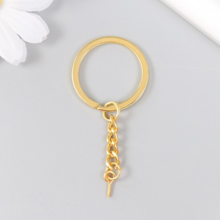 The base for the key fob Ring metal with a chain and screw gold 3x6.4 cm