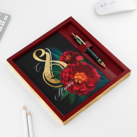 Set "since March 8 2-A Flowers": Diary 80 sheets and pen-1