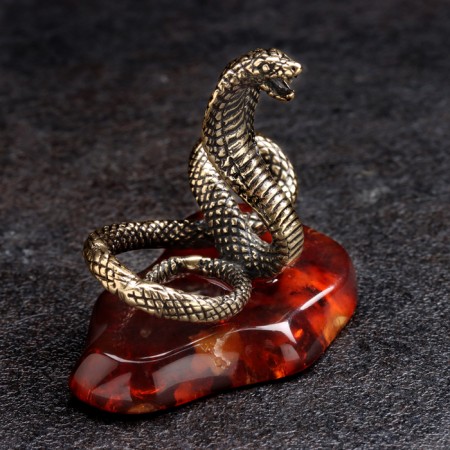 Souvenir "Snake of Cobra", large, brass, amber-2