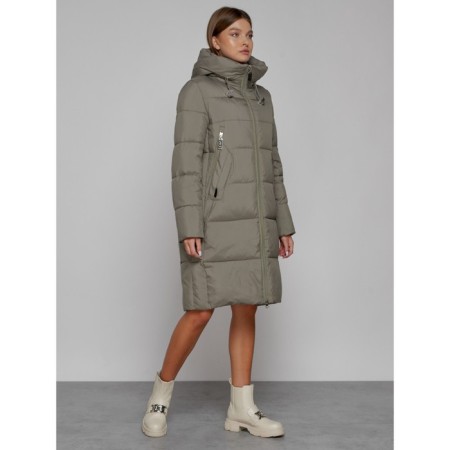 Coat insulated winter female, size 44, khaki color-2