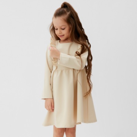 Платье для девочки с рюшей KAFTAN "Basic line", размер 30 (98-104), цвет кремовый-9