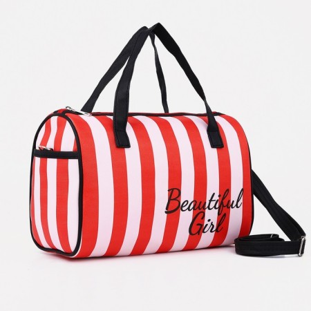 Sports bag with lightning, 2 outer pockets, long belt, red/white color-2