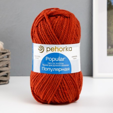 Yarn "Popular" 50 % wool, 50 % acrylic 133m/100g (30-sv. Terracot)