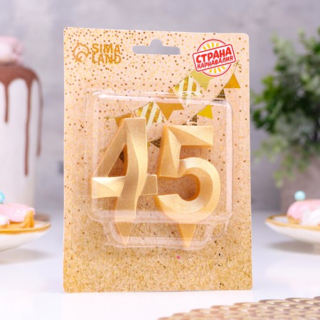 Candle in the cake jubilee "line" (set 2 in 1), number 45, number 54, gold metallic, 6.5 cm-1