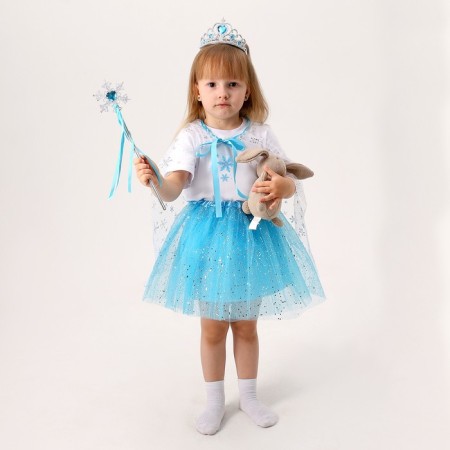 Carnival set "Winter Princess": T -shirt, skirt, cape, diadem, height 98–110 cm-3