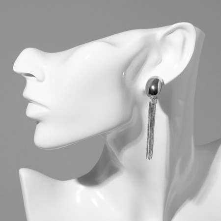 Earrings hanging "stereo" oval, silver color-2