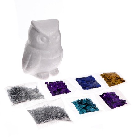 Set for creativity. Toy with sequins "Owl" 14 x 6 x 6 cm+ 4 colors of sequins-1