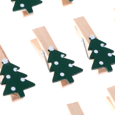 Decorative clothespins with a rope for the suspension "Christmas trees" set 10 pcs., 1.5 × 12 × 14 cm-3
