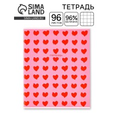 Notebook A5, 96 sheets on the paper clip, internal block No. 1 “hearts” UV lac