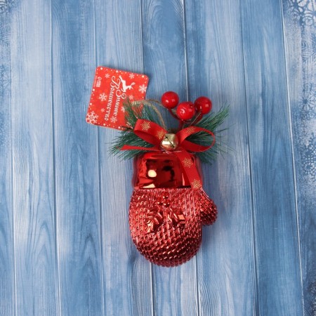 Jewelry decoration "Handle with berries" 12x6.5 cm, red-1