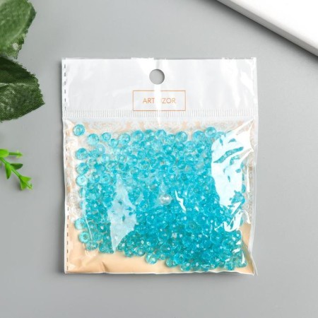 Beads for creativity Plastic "Crystal with Blue faces" set of 20 grams 0.4x0.6x0.6 cm-2