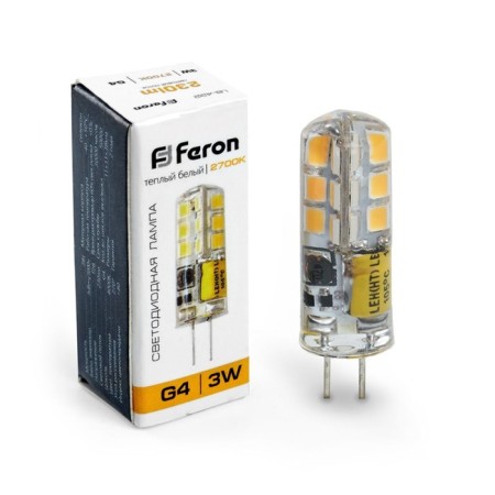 LED LED Feron, G4, 3 W, 12 V, white warm light
