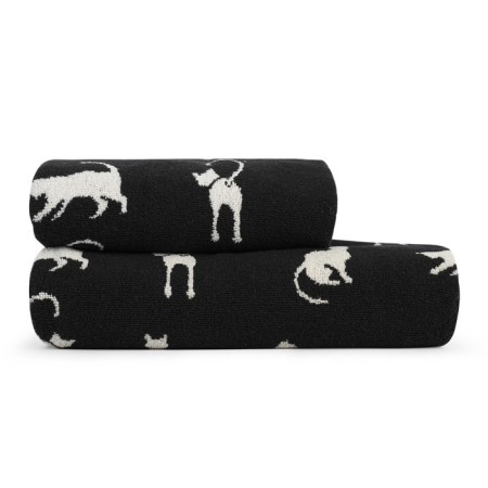 Terry towel, size 50x90 cm, black color-2