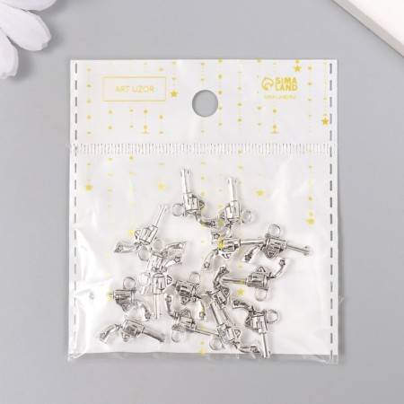Decor for creativity Metal "Revolver with a drum" silver 1.4x2 cm-4