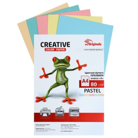 Colored paper A4, 50 sheets Creative pastel, 5 colors, 80 g/m2