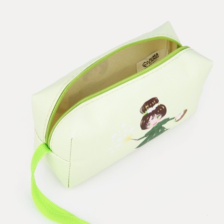 Cosmetic bag with a handle, a green color-2