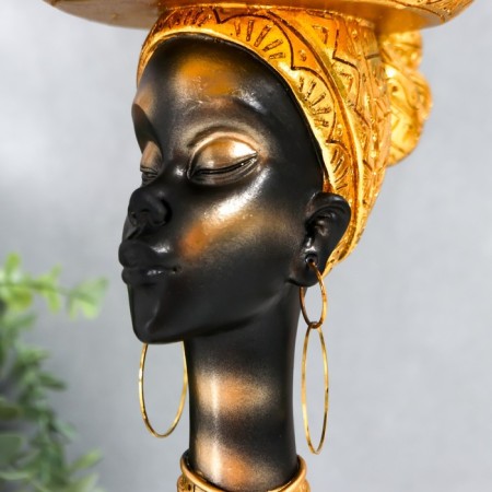 Souvenir Polystone stand "African with a gold plate on the head" 30x17x17 cm-5