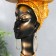 Souvenir Polystone stand "African with a gold plate on the head" 30x17x17 cm