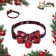 Textile collar with snowflakes and a tambourine, 30 x 1 cm, red-black