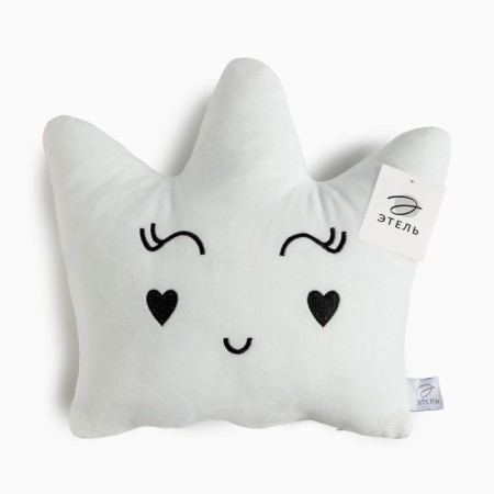 Decorative Ethel Pillow "Crown" White, 48x38cm, velor, 100% p/e-4