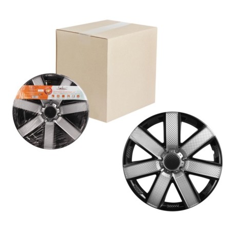 Wheel caps 16 "Gelaksi T", silver/black, carbon, set. 2 pcs