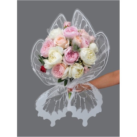 Floristic decor for bouquets, "butterfly wings", white, 50x56 cm