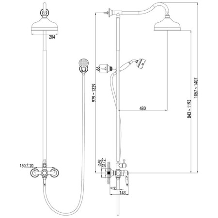 Lemark Villa lm4860b shower system, tropical shower, shower, brass, bronze-1