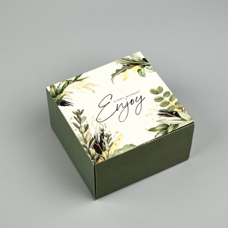 Gift folding box, packaging, "Enjoy", 14 x 14 x 8 cm-2